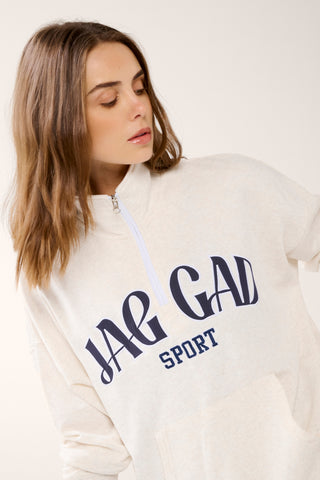GRADUATE HALF-ZIP SIGNATURE SWEATER OATMEAL MARLE
