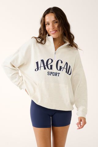 GRADUATE HALF-ZIP SIGNATURE SWEATER OATMEAL MARLE