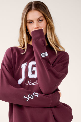 STUDIO LONGLINE TERRY SWEATER CHERRY