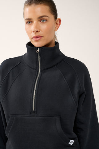ESSENTIAL HALF-ZIP DELUXE SWEATER BLK