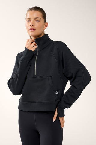ESSENTIAL HALF-ZIP DELUXE SWEATER BLK
