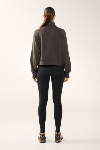 ESSENTIAL HALF-ZIP DELUXE SWEATER ESPRESSO
