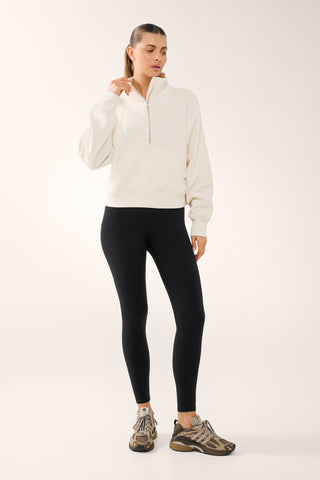 ESSENTIAL HALF-ZIP DELUXE SWEATER SWAN WHITE