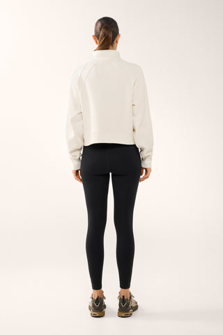 ESSENTIAL HALF-ZIP DELUXE SWEATER SWAN WHITE