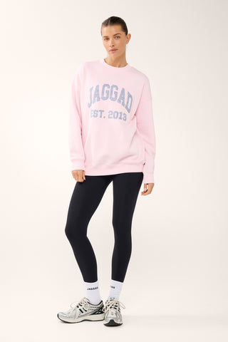 FELT LONGLINE SIGNATURE SWEATER BARELY PINK