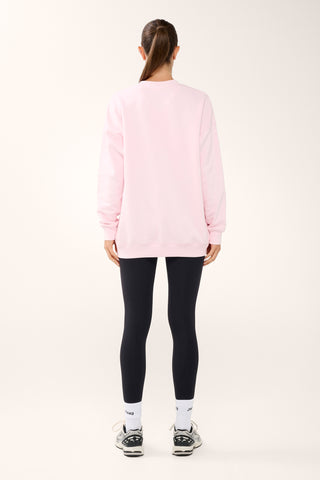 FELT LONGLINE SIGNATURE SWEATER BARELY PINK