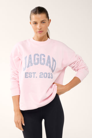 FELT LONGLINE SIGNATURE SWEATER BARELY PINK