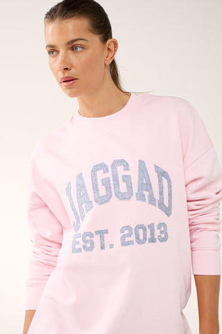 FELT LONGLINE SIGNATURE SWEATER BARELY PINK