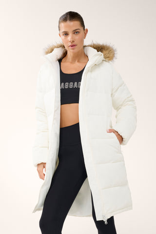 GLOW KNEE-LINE PUFFER JACKET OFF WHITE