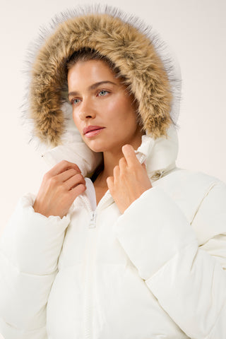GLOW KNEE-LINE PUFFER JACKET OFF WHITE