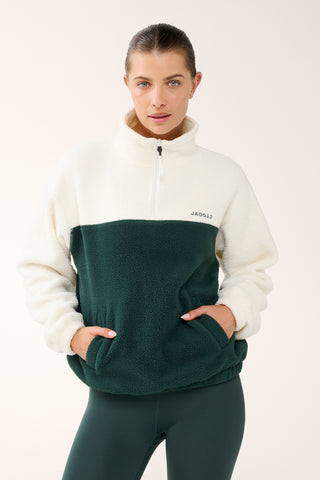 TERRAIN TWO-TONE HALF-ZIP THERMAFLEECE SWEATER PINE GREEN
