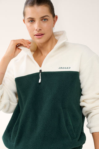 TERRAIN TWO-TONE HALF-ZIP THERMAFLEECE SWEATER PINE GREEN