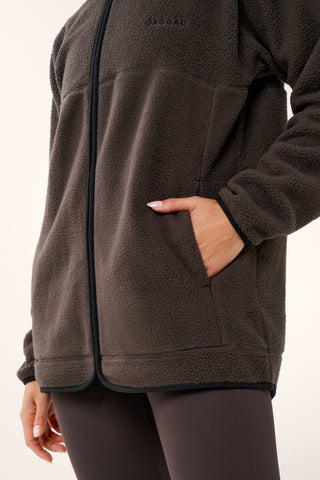 TERRAIN BOXY ZIP-THROUGH THERMAFLEECE JACKET COFFEE BEAN