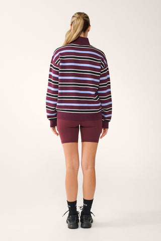 MIAMI HALF-ZIP KNIT SWEATER CHERRY STRIPE