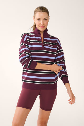 MIAMI HALF-ZIP KNIT SWEATER CHERRY STRIPE