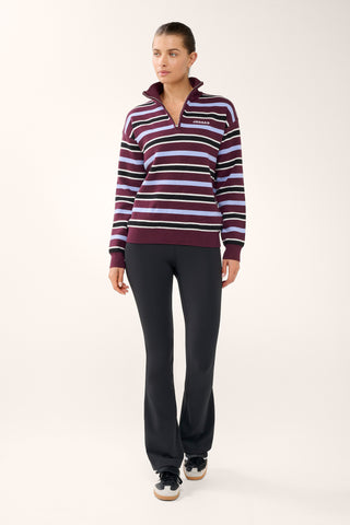 MIAMI HALF-ZIP KNIT SWEATER CHERRY STRIPE