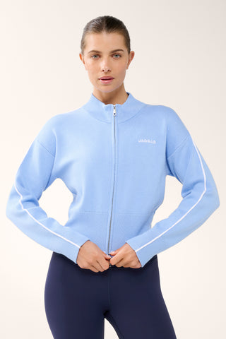 BLAZE ZIP-THROUGH KNIT BOMBER CORNFLOWER BLUE