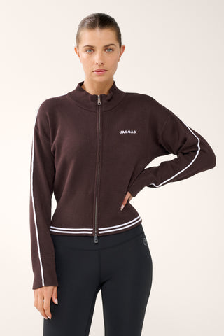 BLAZE ZIP-THROUGH KNIT BOMBER COFFEE BEAN