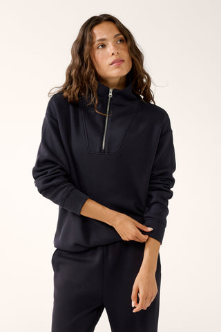 SOHO HALF-ZIP BOXY SWEATER BLACK
