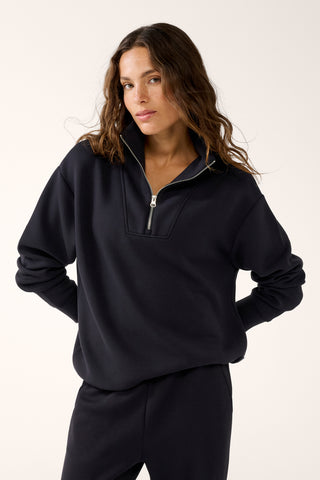 SOHO HALF-ZIP BOXY SWEATER BLACK
