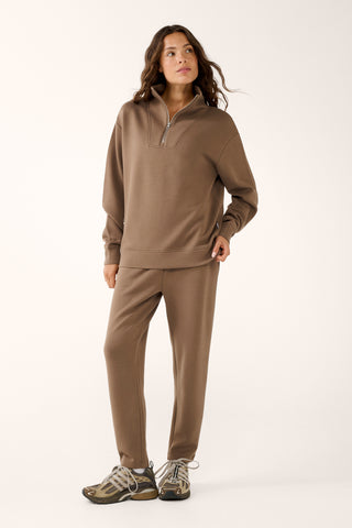 SOHO HALF-ZIP BOXY SWEATER COCOA