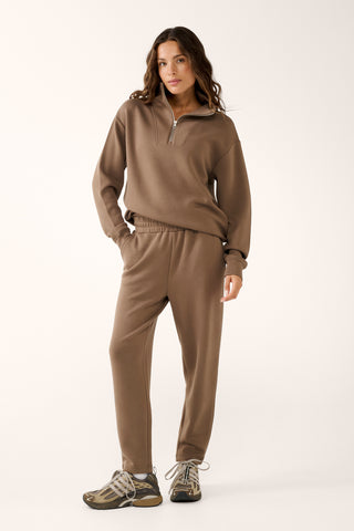 SOHO HALF-ZIP BOXY SWEATER COCOA