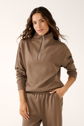 SOHO HALF-ZIP BOXY SWEATER COCOA