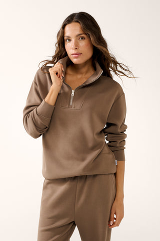 SOHO HALF-ZIP BOXY SWEATER COCOA
