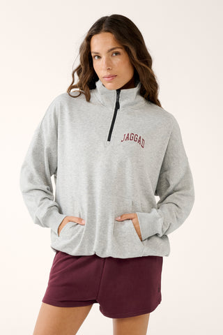 LOVE CLUB HALF-ZIP SIGNATURE SWEATER GREY MARLE