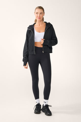 ESSENTIAL ZIP-THROUGH DELUXE HOODIE BLACK