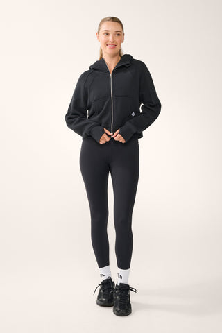 ESSENTIAL ZIP-THROUGH DELUXE HOODIE BLACK