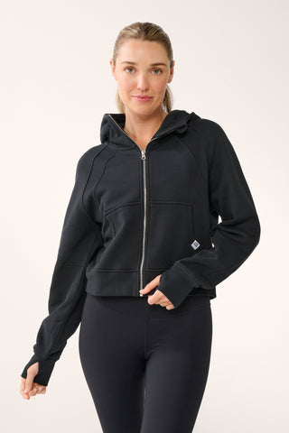 ESSENTIAL ZIP-THROUGH DELUXE HOODIE BLACK