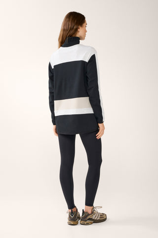 ASTOR LONGLINE HALF-ZIP SWEATER BLACK