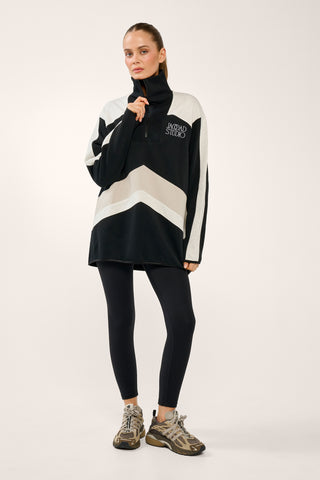 ASTOR LONGLINE HALF-ZIP SWEATER BLACK