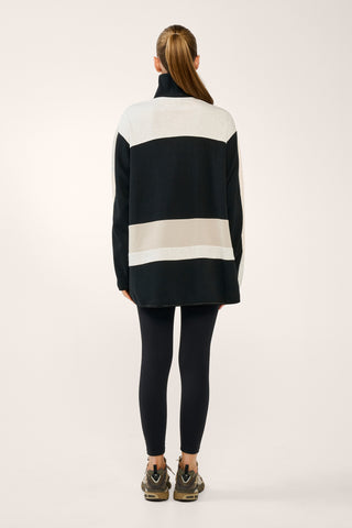 ASTOR LONGLINE HALF-ZIP SWEATER BLACK