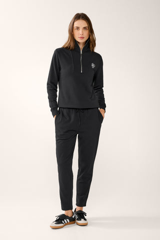 COLLEGE ZIP-NECK CLASSIC SWEATER BLACK