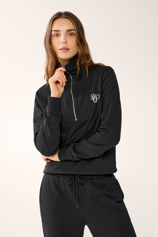 COLLEGE ZIP-NECK CLASSIC SWEATER BLACK