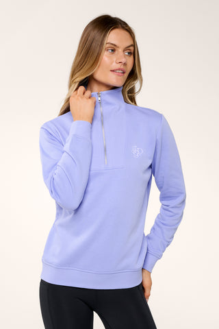 COLLEGE ZIP-NECK CLASSIC SWEATER CORNFLOWER BLUE
