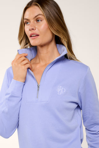 COLLEGE ZIP-NECK CLASSIC SWEATER CORNFLOWER BLUE