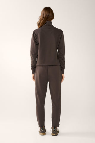 COLLEGE ZIP-NECK CLASSIC SWEATER ESPRESSO