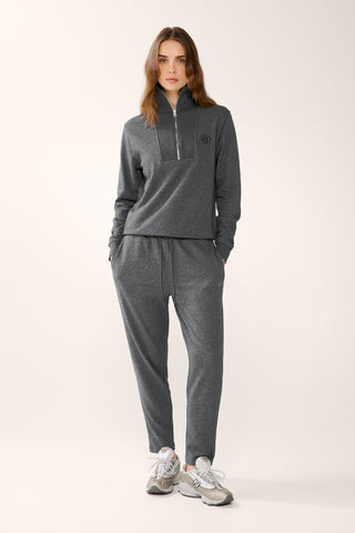 COLLEGE ZIP-NECK CLASSIC SWEATER CHARCOAL MARLE