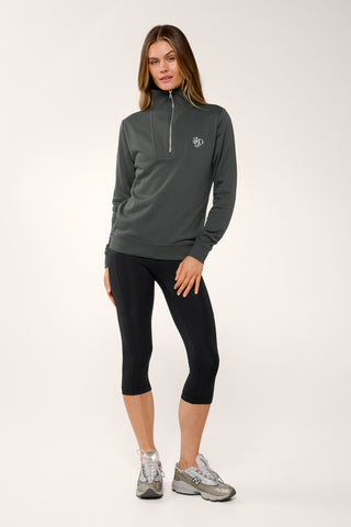 COLLEGE ZIP-NECK CLASSIC SWEATER GRAPHITE