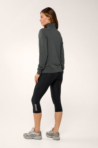 COLLEGE ZIP-NECK CLASSIC SWEATER GRAPHITE