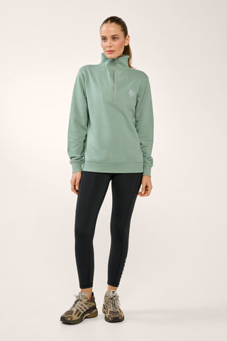 COLLEGE ZIP-NECK CLASSIC SWEATER SAGE