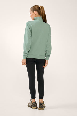 COLLEGE ZIP-NECK CLASSIC SWEATER SAGE