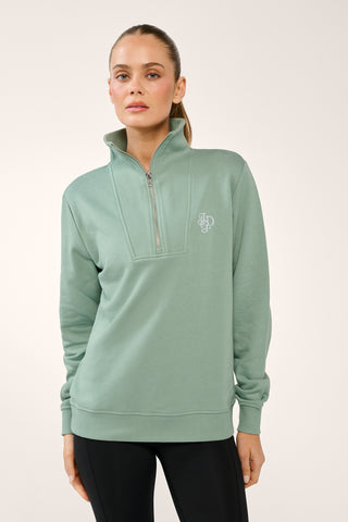 COLLEGE ZIP-NECK CLASSIC SWEATER SAGE