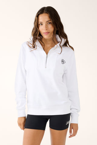 COLLEGE ZIP-NECK CLASSIC SWEATER WHITE