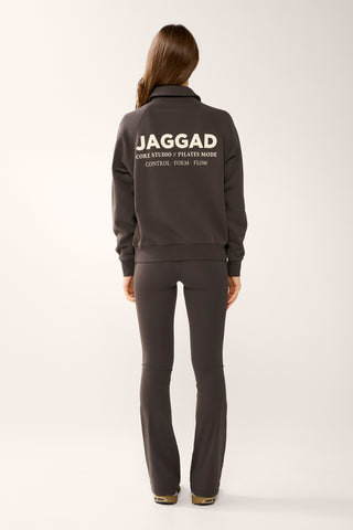 REFORM ZIP-NECK COLLARED SWEATER ESPRESSO