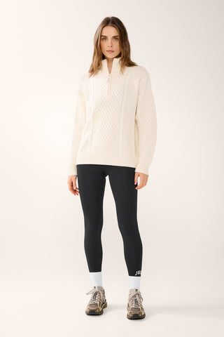 REFORM HALF-ZIP CABLE KNIT SWEATER SWAN WHITE