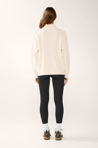 REFORM HALF-ZIP CABLE KNIT SWEATER SWAN WHITE